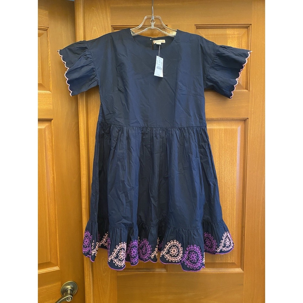 NEW J Crew Crewcuts Girls Blue Floral Dress Flutter Sleeve Size 12 Cotton